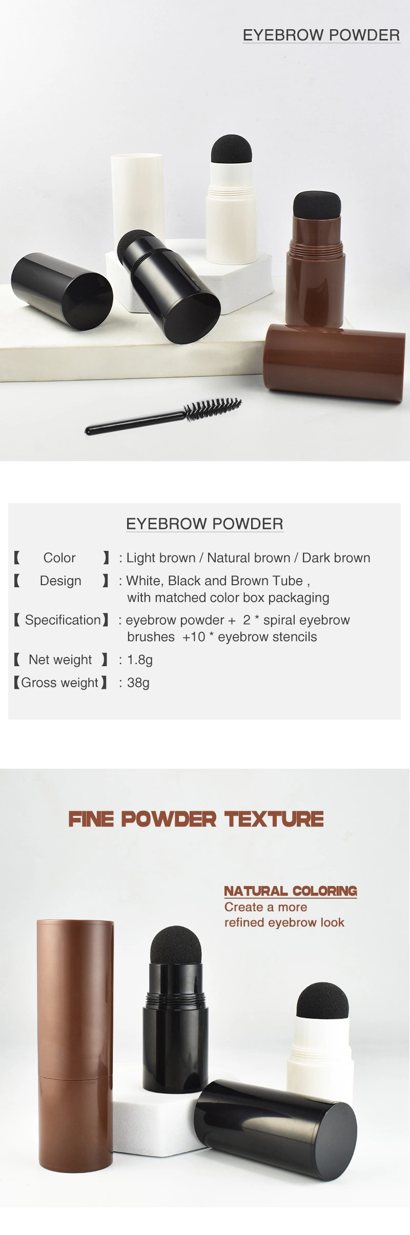 Private Label Make Your Own Brand Eye Brow Extensions Makeup Eyebrow Powder Stick