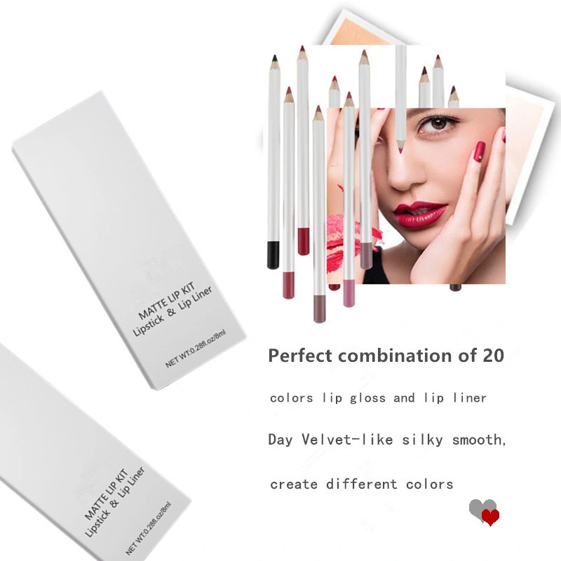 Silky Matte Lipliner Liquid Lipstick Set Long Lasting Waterproof Sexy Lipstick Lip Liner Pencil Kit